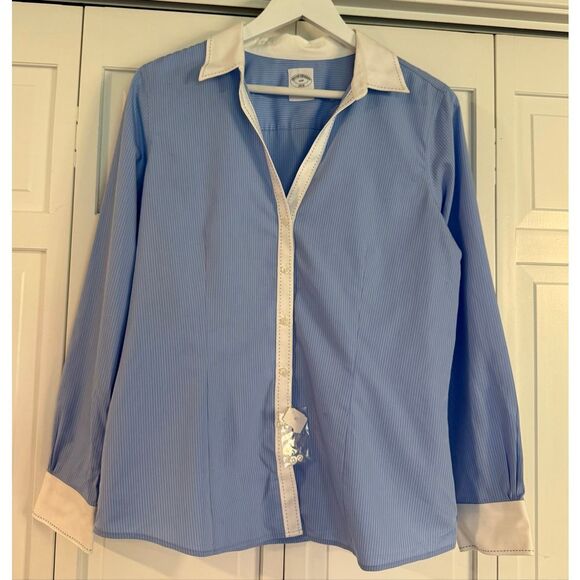 Brooks Brothers NWT blue and white striped button down 14p - Picture 2 of 9
